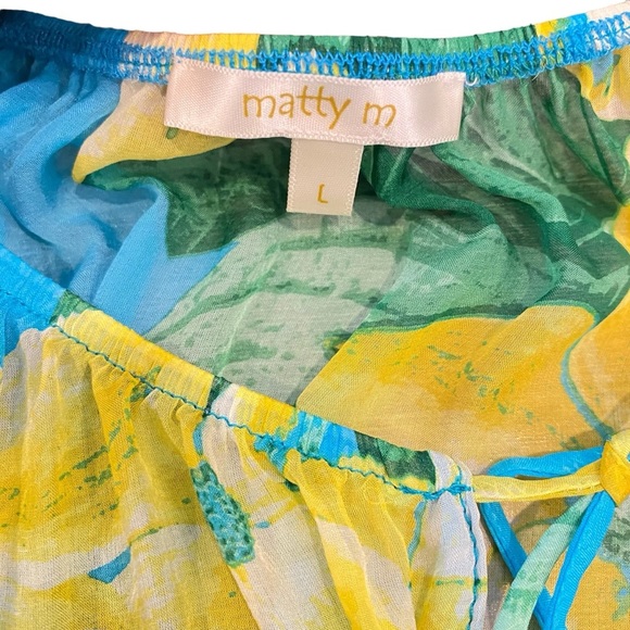 Silk Floral Hawaiian Printed Sheer Long Sleeeve Lightweight Blouse Tie Front - Picture 10 of 13